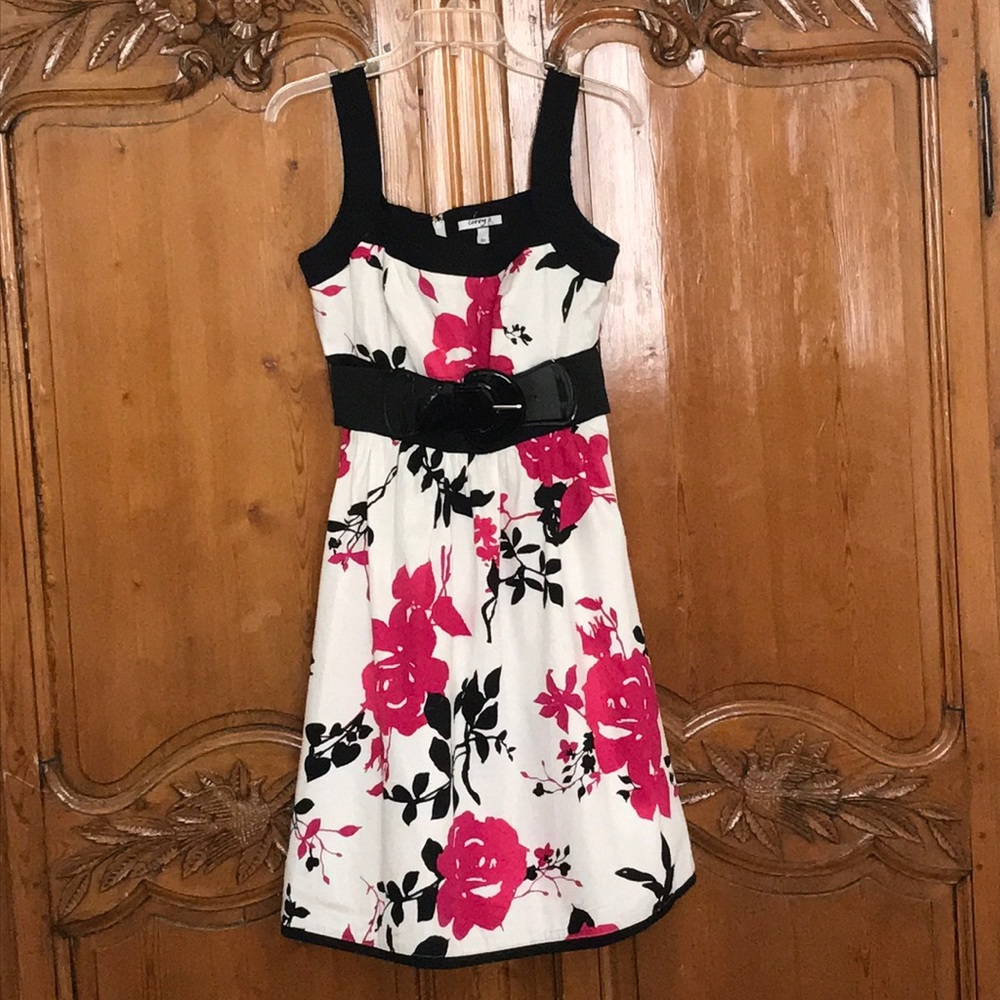 Corey P Bright White and Pink Floral Sundress